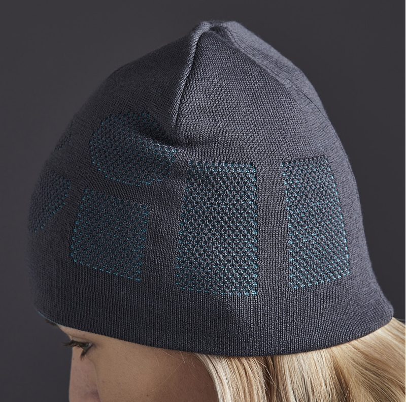 Gill Reversible Knit Beanie in Grey Turquoise-2